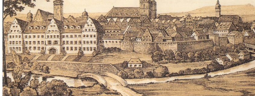 Die Stadtansicht zeigt Bayreuth um 1680. Der Hof-Musikus Georg Carl war 1675 am Hofe des Markgrafen Christian Ernst im Stadtschloss (links) in Anstellung. Foto: Archiv Bernd Mayer