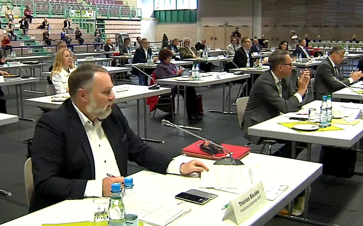 Thomas Bauske, Fraktionsvorsitzender der SPD im Bayreuther Stadtrat, bei der konstituierenden Stadtratssitzung. Foto: TVO.