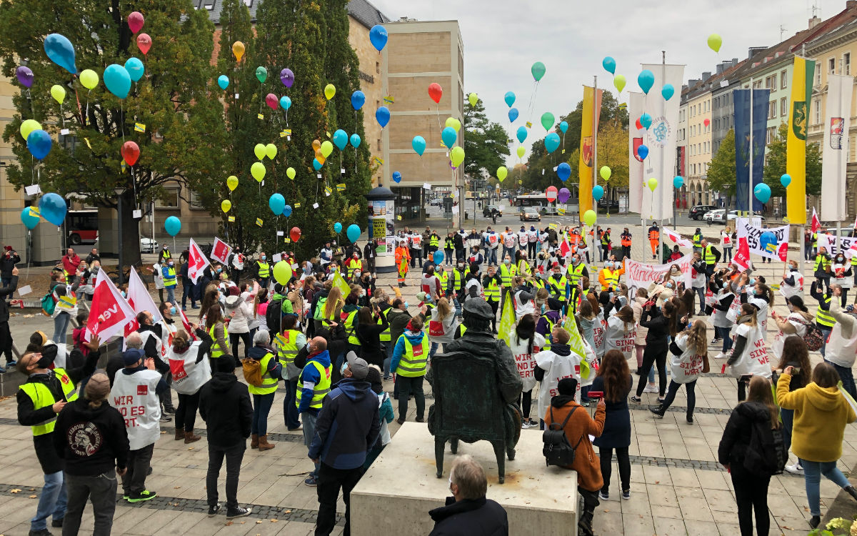 Der öffentliche Dienst hat am 19.10.2020 auch in Bayreuth gestreikt. Die Beschäftigten fordern höhere Löhne. Foto: Katharina Adler