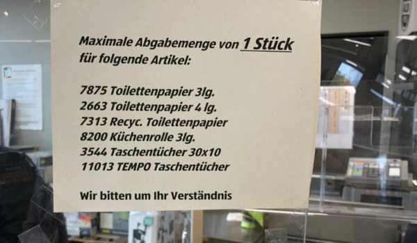 So sieht die Klopapier-Lage in Bayreuther Lebensmittelmärkten aus. Foto: Privat