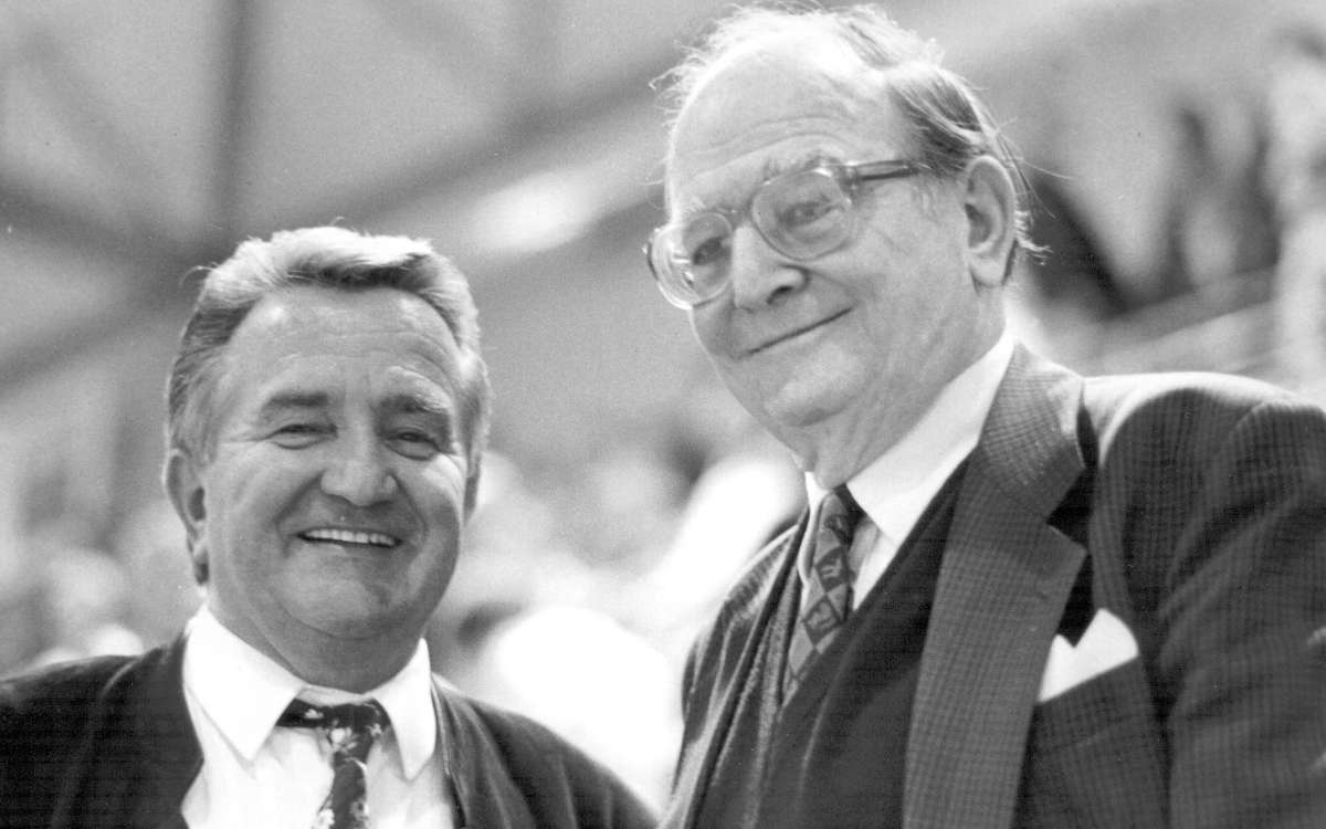 Der Oberbürgermeister und sein Sportamtsleiter. Hans Walter Wild mit Manfred Kreitmeier. Foto: Stephan Müller.