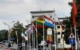 Fahnen am Luitpoldplatz in Bayreuth. Bild: Jürgen Lenkeit