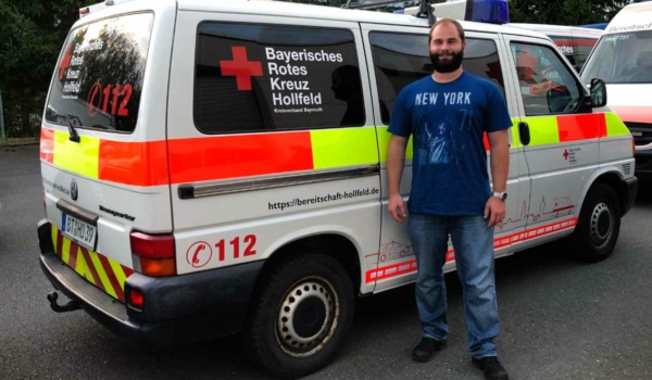 BRK-Helfer bei der Flutkatastrophe im Ahrtal: Marco Schreck, Bereitschaftsleiter der Ortsgruppe Hollfeld, half sechs Tage lang im Ahrtal. Bild: Jürgen Lenkeit