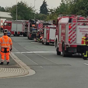 Feuer im Industriegebiet in Bindlach. Foto: Feuerwehr Bindlach