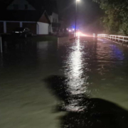 Bindlach im Kreis Bayreuth wurde von dem Unwetter schwer getroffen. Gemeindeteile wurden überflutet. Foto: Feuerwehr Bindlach