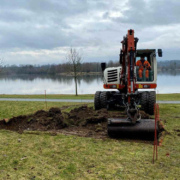 An der Kieswäsch in Kulmbach wird gebaut. Fitnessgeräte für alle Generationen sollen am See entstehen. Foto: Stadt Kulmbach